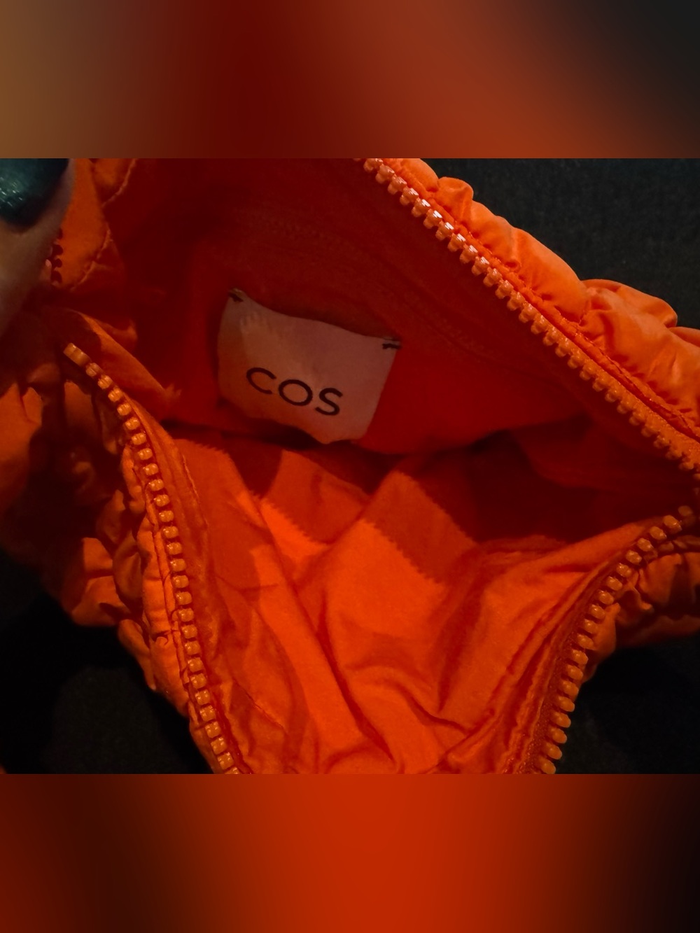 Bright Orange COS Quilted Puffer Mini Shoulder Bag - Picture 3 of 5